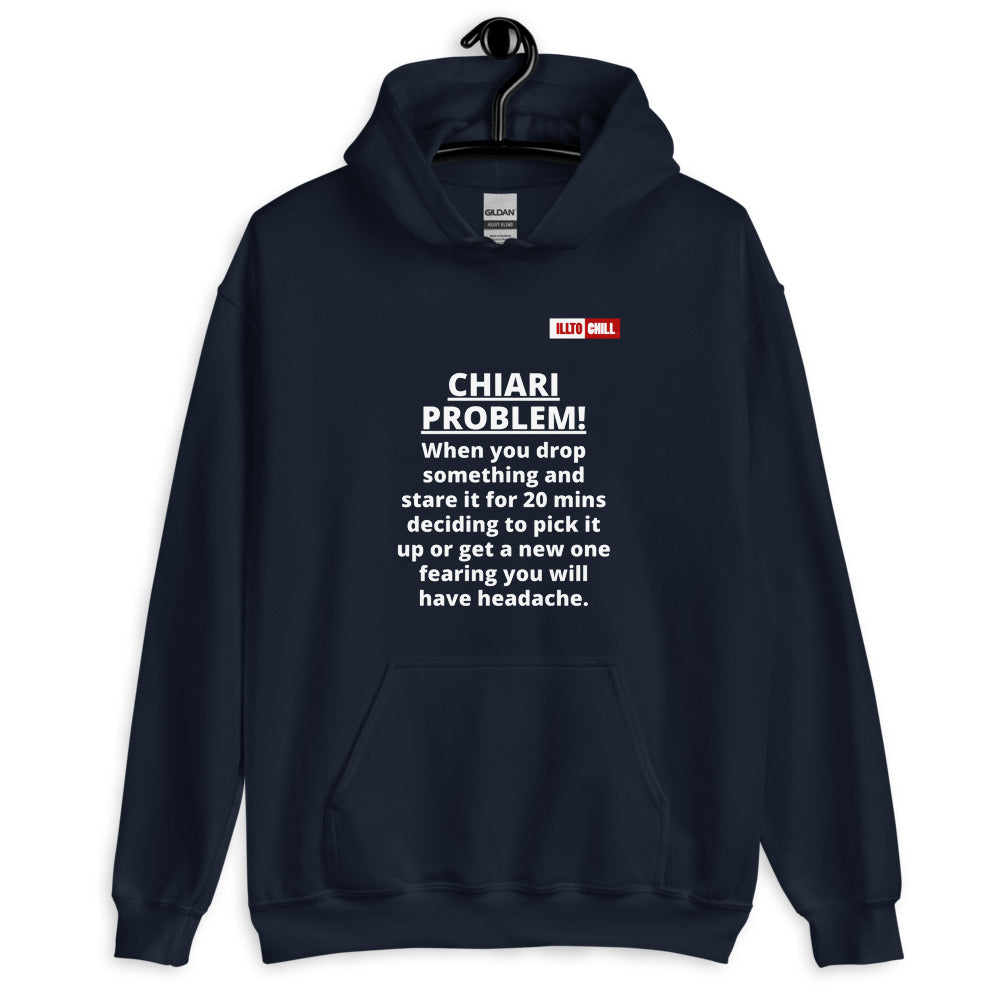 Navy Hoodie Front 2 - ILLTOCHILL CHIARI malformation problem awareness educational CM gift Unisex Hoodie.