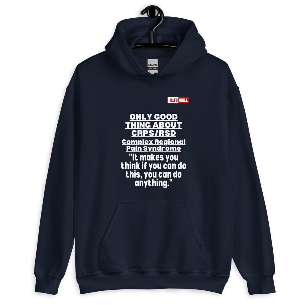 Navy Hoodie Front 2 - ILLTOCHILL Complex regional pain syndrome awareness 'Only good thing about crpsrsd' gift Unisex Hoodie.