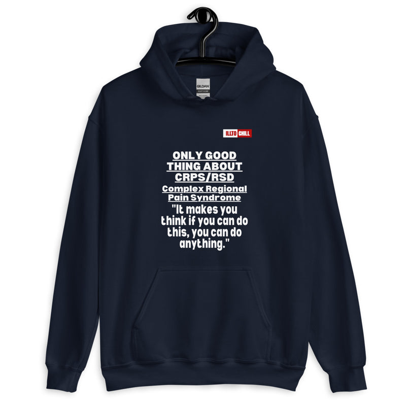 Navy Hoodie Front 2 - ILLTOCHILL Complex regional pain syndrome awareness 'Only good thing about crpsrsd' gift Unisex Hoodie.