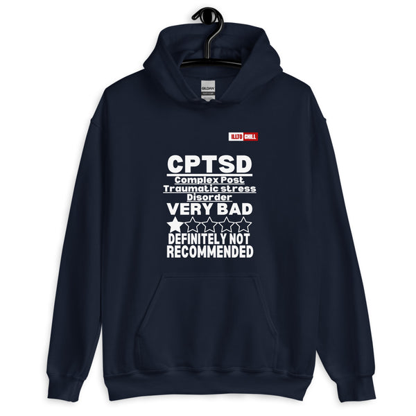 Navy Hoodie Front 2 - ILLTOCHILL CPTSD Review, Complex post traumatic stress disorder sarcastic gift Unisex Hoodie.
