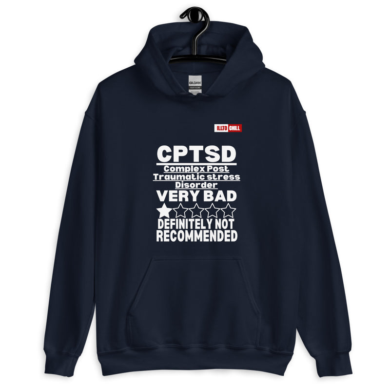 Navy Hoodie Front 2 - ILLTOCHILL CPTSD Review, Complex post traumatic stress disorder sarcastic gift Unisex Hoodie.