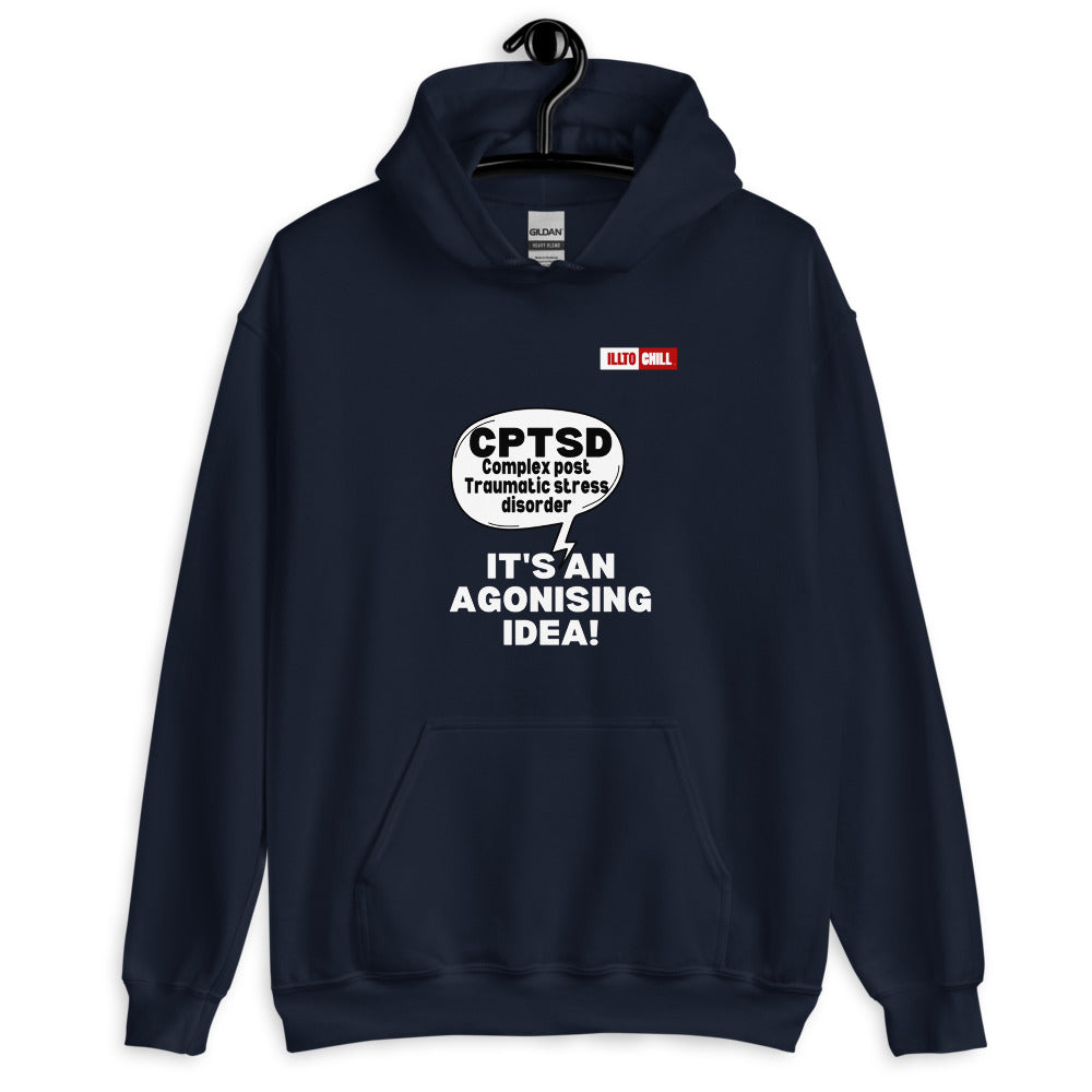 Navy Hoodie Front 2 - ILLTOCHILL Complex post traumatic stress disorder awareness 'Agonizing idea' cptsd gift Unisex Hoodie.