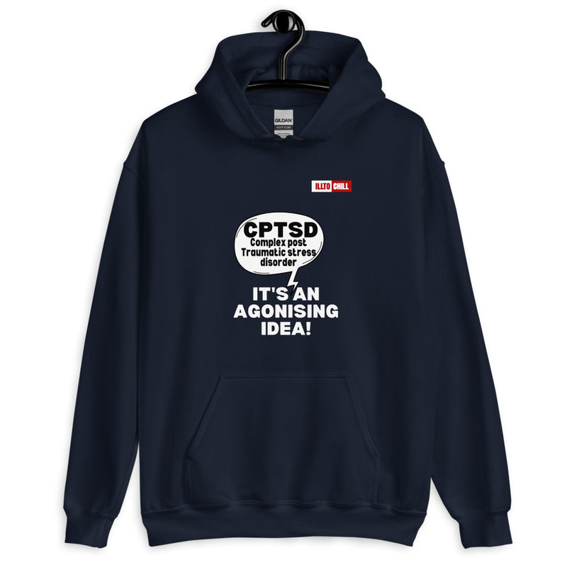 Navy Hoodie Front 2 - ILLTOCHILL Complex post traumatic stress disorder awareness 'Agonizing idea' cptsd gift Unisex Hoodie.