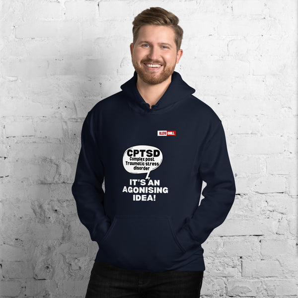 Navy Hoodie Front 3 - ILLTOCHILL Complex post traumatic stress disorder awareness 'Agonizing idea' cptsd gift Unisex Hoodie.