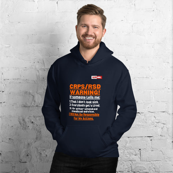 Navy Hoodie Front 3 - ILLTOCHILL 'Complex regional pain syndrome Warning' CRPSRSD awareness sarcastic gift Unisex Hoodie.
