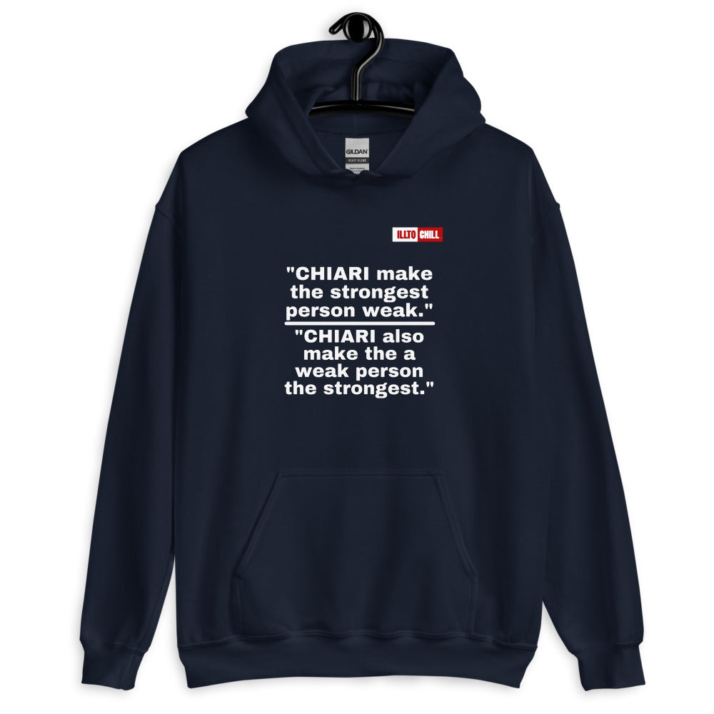 Navy Hoodie Front 2 - ILLTOCHILL CM Chiari Malformation Awareness, 'Chiari makes the weakest peron strongest' Gift Unisex Hoodie.