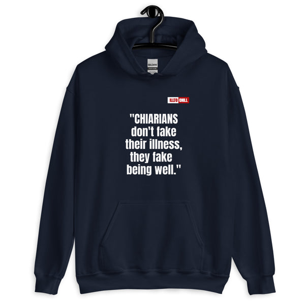 Navy Hoodie Front 2 - ILLTOCHILL CM Chiari Malformation Awareness, 'Chiarians dont fake their illnes' Gift Unisex Hoodie.