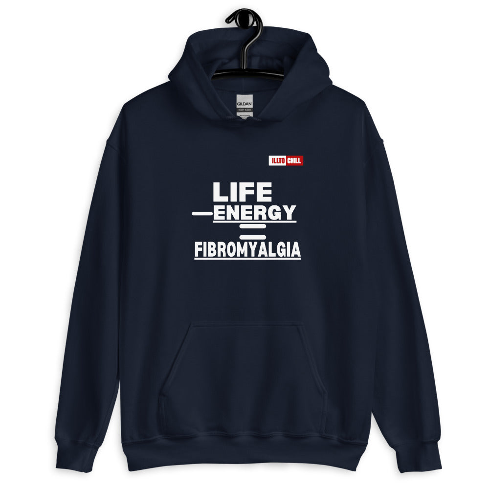 Navy Hoodie Front 2 - ILLTOCHILL Fibromyalgia awareness 'Life - Energy = Fibromyalgia' funny fibro gift Unisex Hoodie.