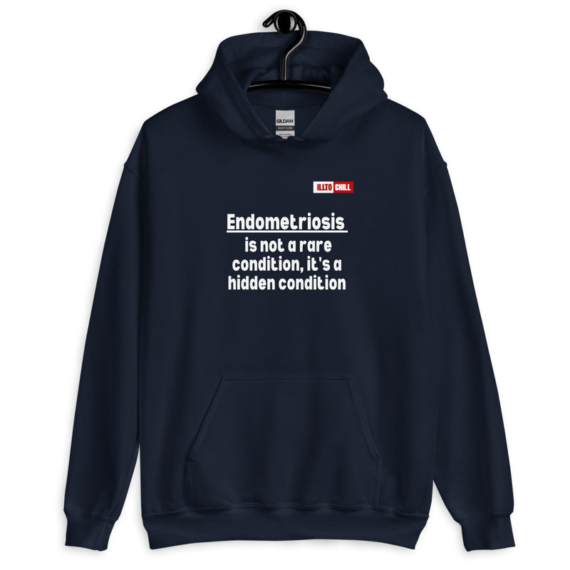 Navy Hoodie Front 2 - ILLTOCHILL Endometriosis awareness educational quote endo gift Unisex Hoodie.