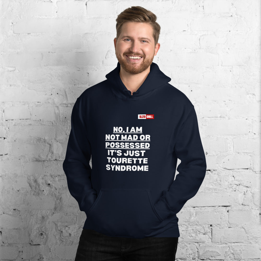 Navy Hoodie Front 3 - ILLTOCHILL I have Tourette syndrome 'Not Mad or Possessed' Tourette awareness gift Unisex Hoodie.