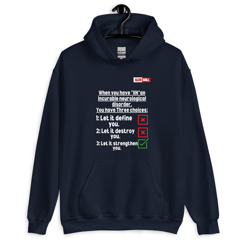 Navy Hoodie Front 2 - ILLTOCHILL Idiopathic intracranial hypertension 'Neurological disorder' IIH fighter gift Unisex Hoodie.