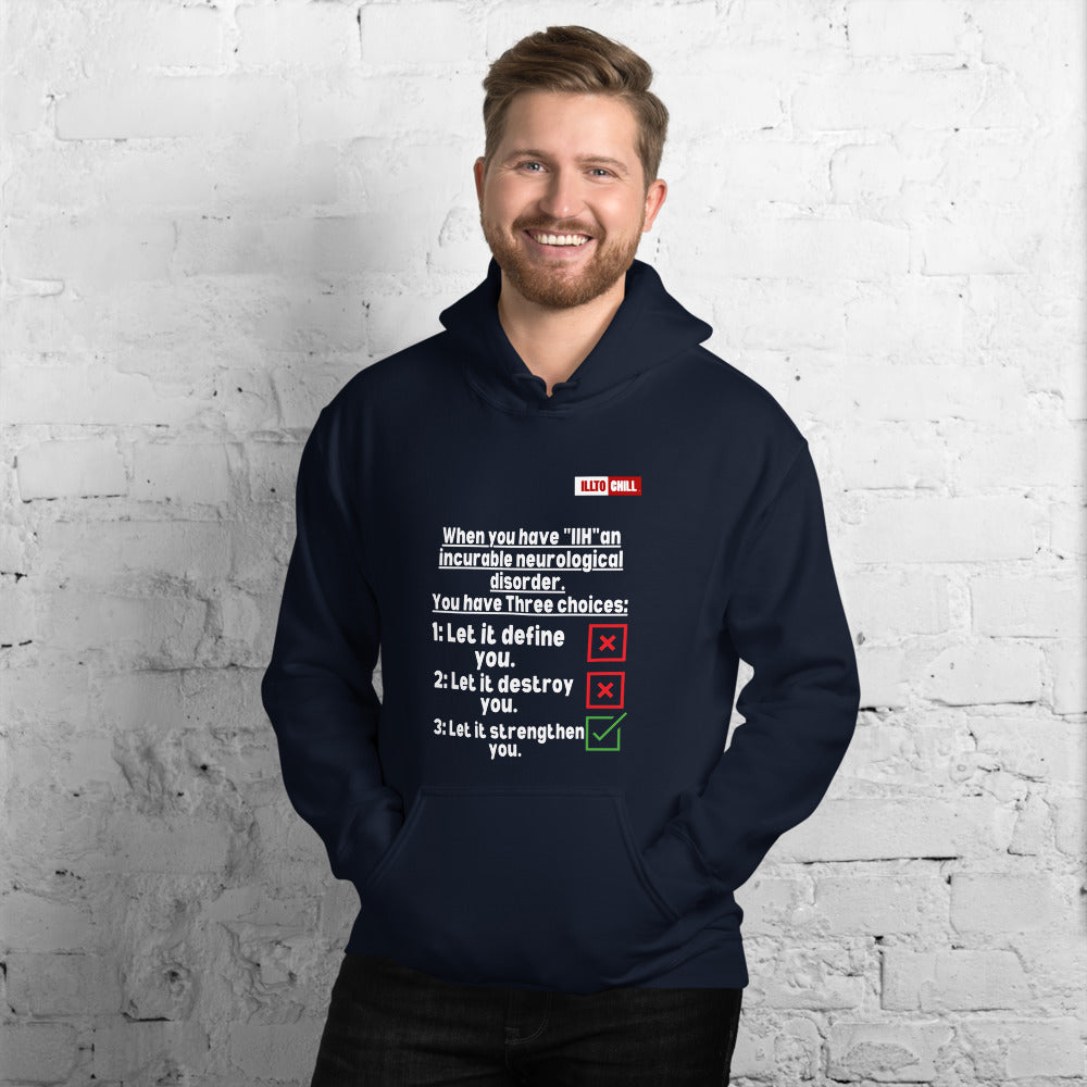 Navy Hoodie Front 3 - ILLTOCHILL Idiopathic intracranial hypertension 'Neurological disorder' IIH fighter gift Unisex Hoodie.