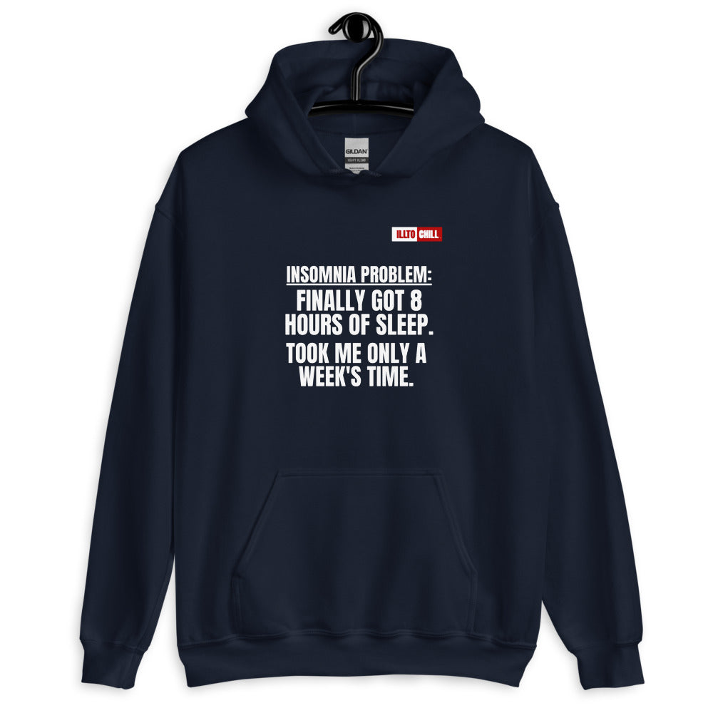 Navy Hoodie Front 2 - ILLTOCHILL Insomnia Support '8 Hours Sleep' funny gift Unisex Hoodie.