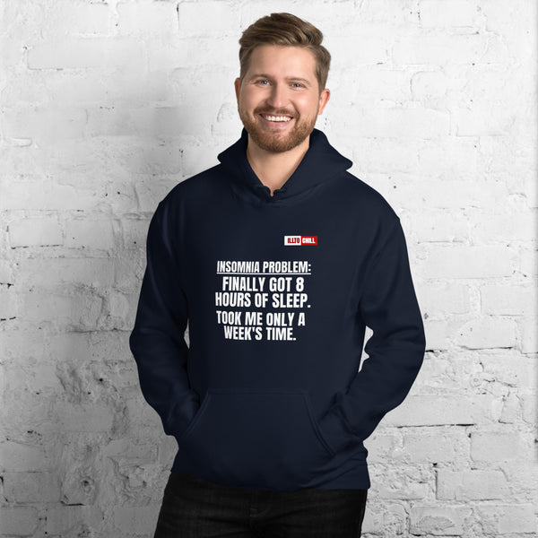 Navy Hoodie Front 3 - ILLTOCHILL Insomnia Support '8 Hours Sleep' funny gift Unisex Hoodie.