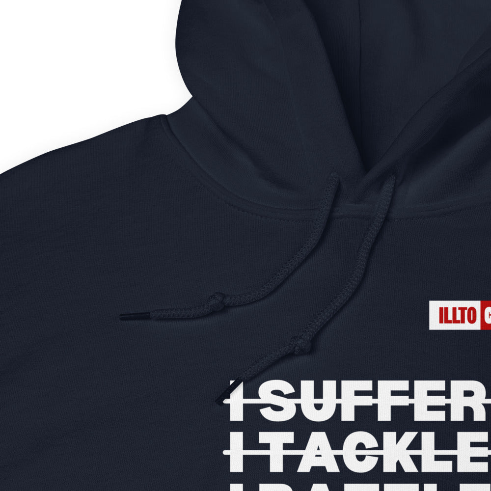Navy Hoodie Detail 1 - ILLLTOCHILL Postural orthostatic tachycardia syndrome warrior gift, POTS awareness gift Unisex Hoodie