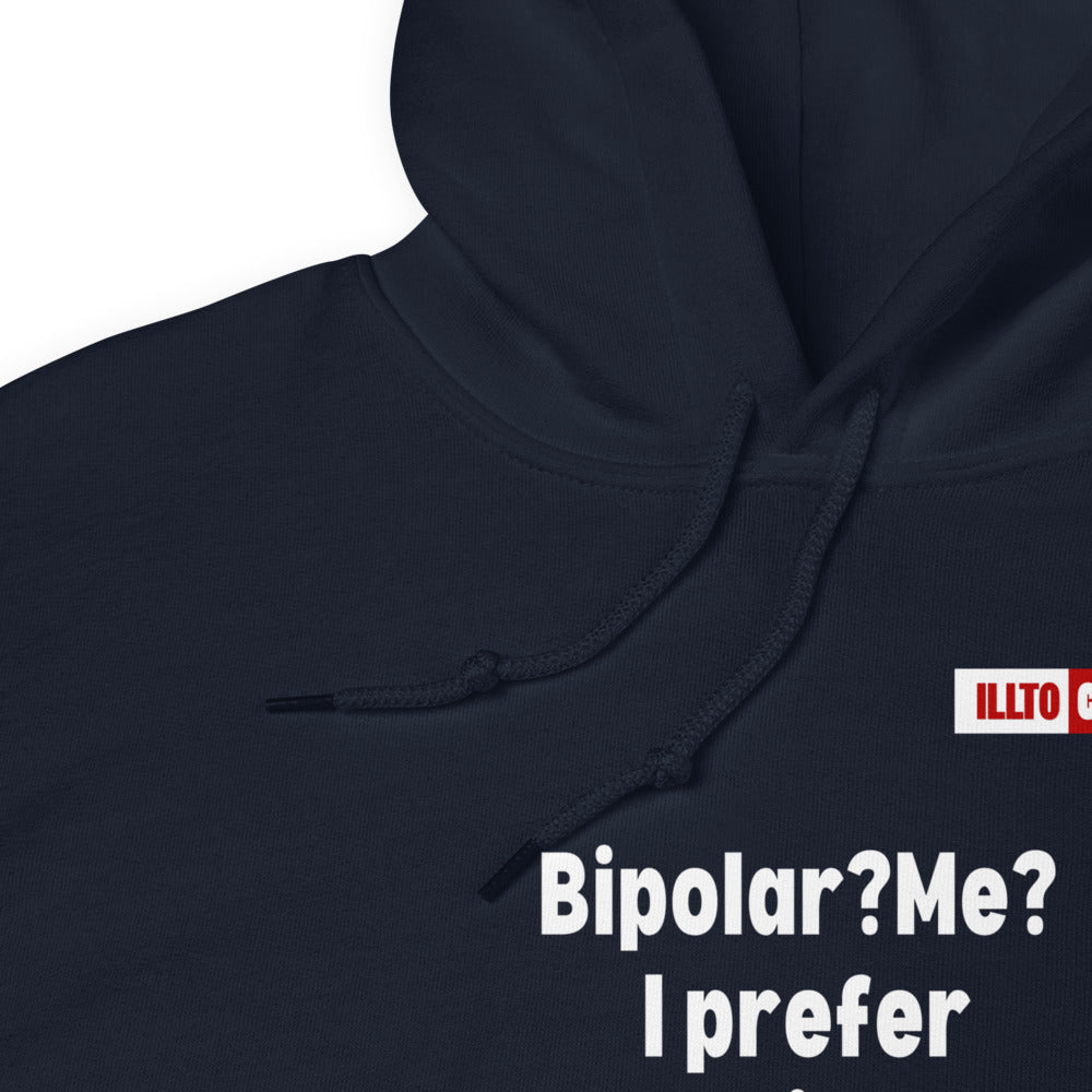 Navy Hoodie Detail 1 - ILLTOCHILL Bipolar disorder awareness 'Predictably Unpredictable' Bipolar sarcastic gift Unisex Hoodie