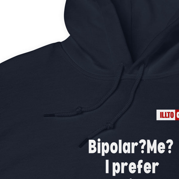 Navy Hoodie Detail 1 - ILLTOCHILL Bipolar disorder awareness 'Predictably Unpredictable' Bipolar sarcastic gift Unisex Hoodie