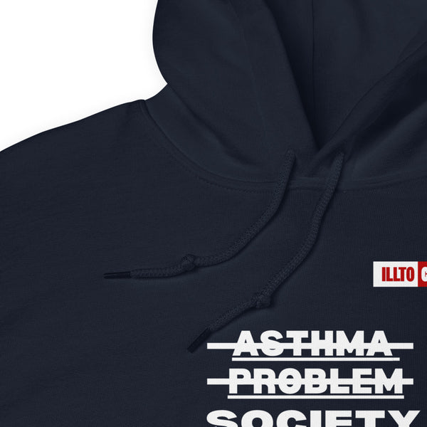 Navy Hoodie Detail 1 - ILLTOCHILL Asthma awareness quote, Asthma support Gift Unisex Hoodie