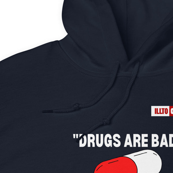 Navy Hoodie Detail 1 - ILLTOCHILL Bipolar disorder 'Drugs are bad' sarcastic bipolar gift Unisex Hoodie