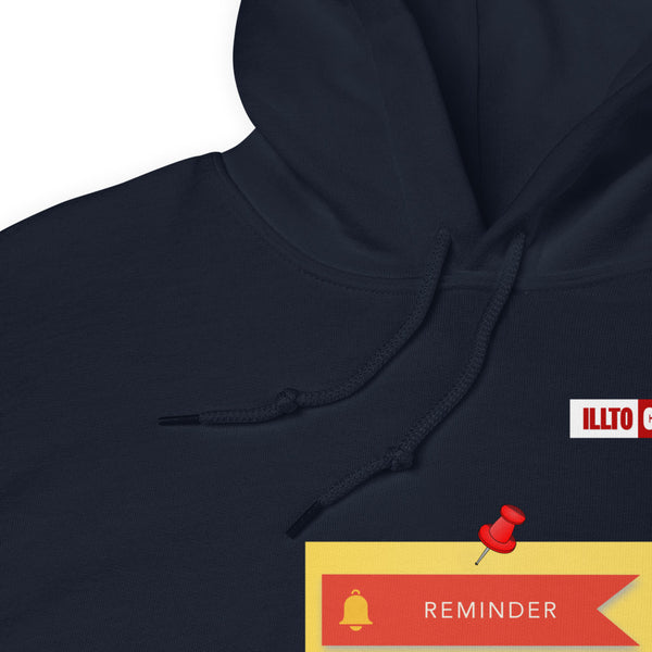 Navy Hoodie Detail 1 - ILLTOCHILL Asthma Reminder quote, Asthma awareness Gift Unisex Hoodie