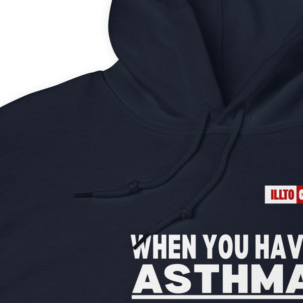 Navy Hoodie Detail 1 - ILLTOCHILL Asthma awareness 'Ordinary activity takes extraordinary effort' educational gift Unisex Hoodie