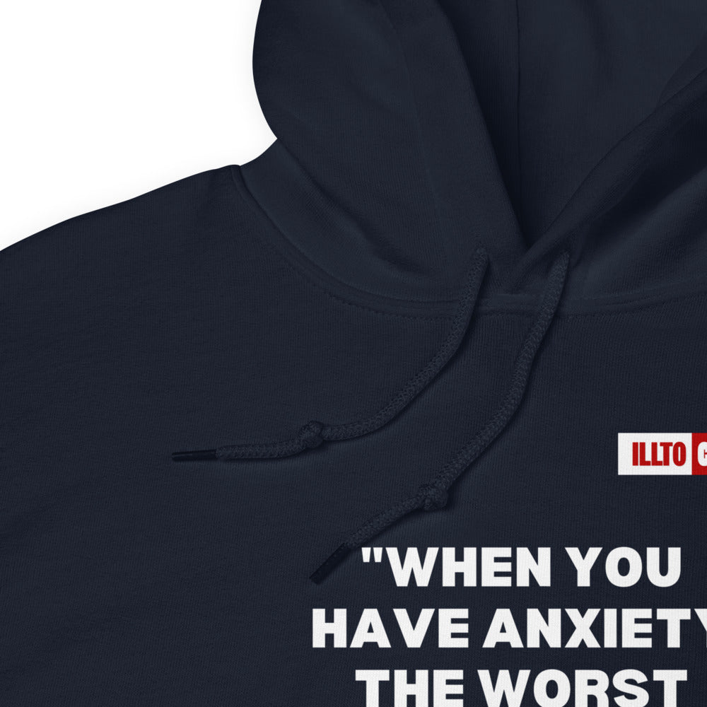 Navy Hoodie Detail 1 - ILLTOCHILL Anxiety awareness and anxiety education gift Unisex Hoodie