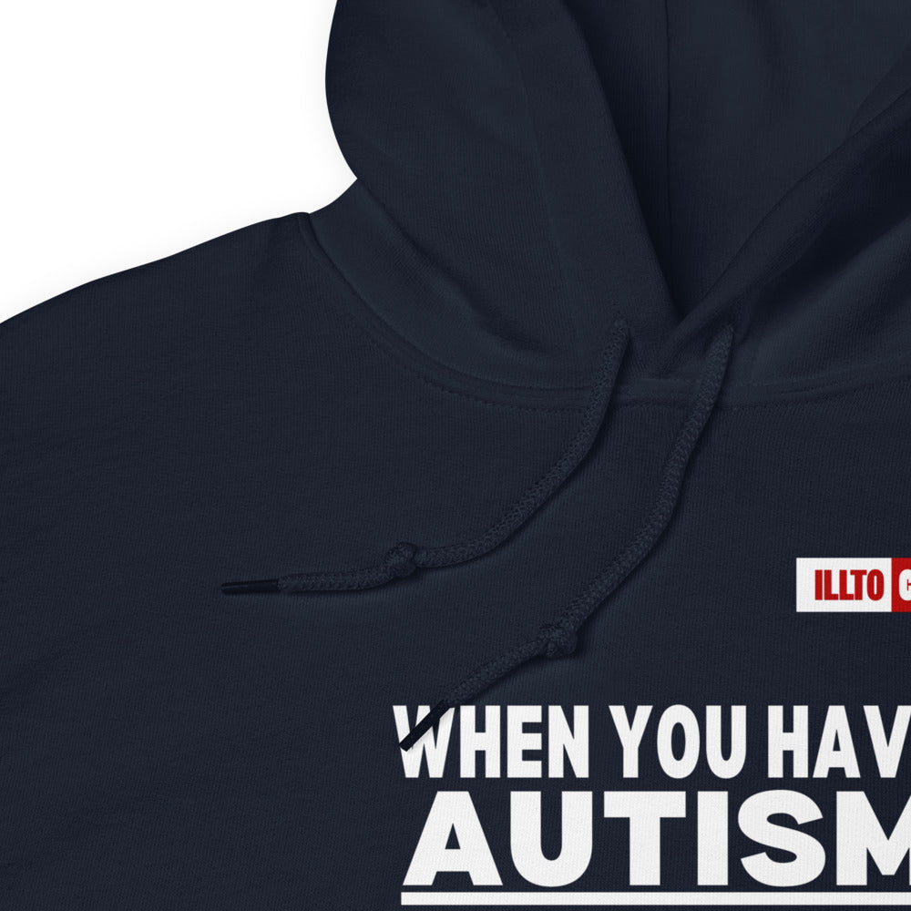 Navy Hoodie Detail 1 - ILLTOCHILL Autism awareness 'Ordinary activities take extraordinary efforts' autistic support gift Unisex Hoodie