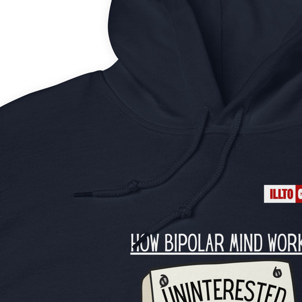 Navy Hoodie Detail 1 - ILLTOCHILL Bipolar disorder awareness 'How bipolar mind works' sarcastic gift Unisex Hoodie