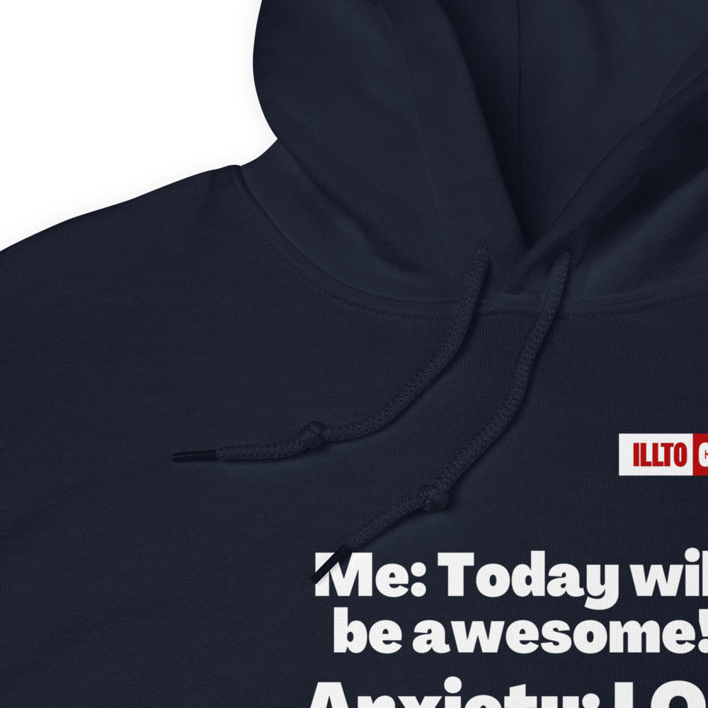 Navy Hoodie Detail 1 - ILLTOCHILL Anxiety Awareness, Funny Anxiety Internal Dailouge gift Unisex Hoodie