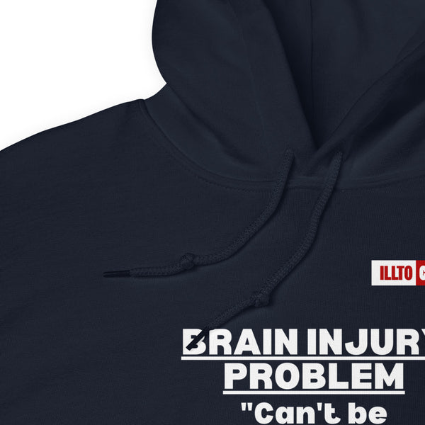 Navy Hoodie Detail 1 - ILLTOCHILL Brain injury problem 'can't understand from outside, can't explain from inside' TBI support gift Unisex Hoodie.