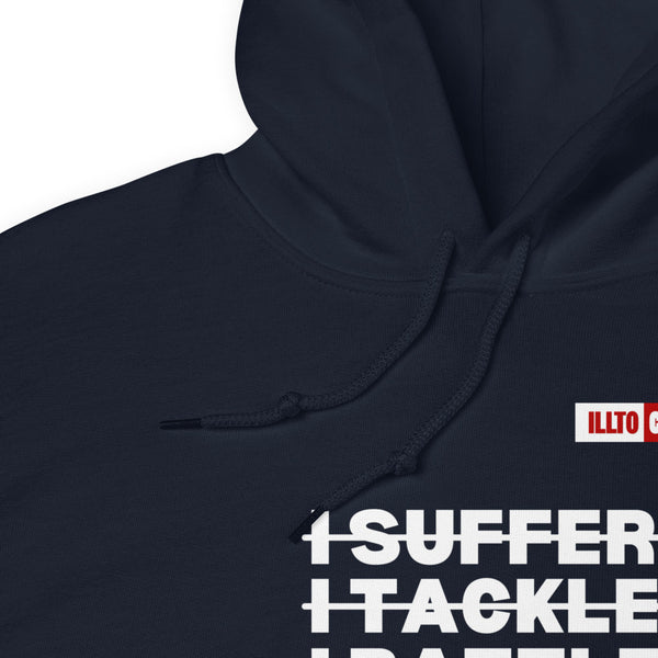 Navy Hoodie Detail 1 - ILLTOCHILL Complex regional pain syndrome awareness 'I battle CRPS' support gift Unisex Hoodie.