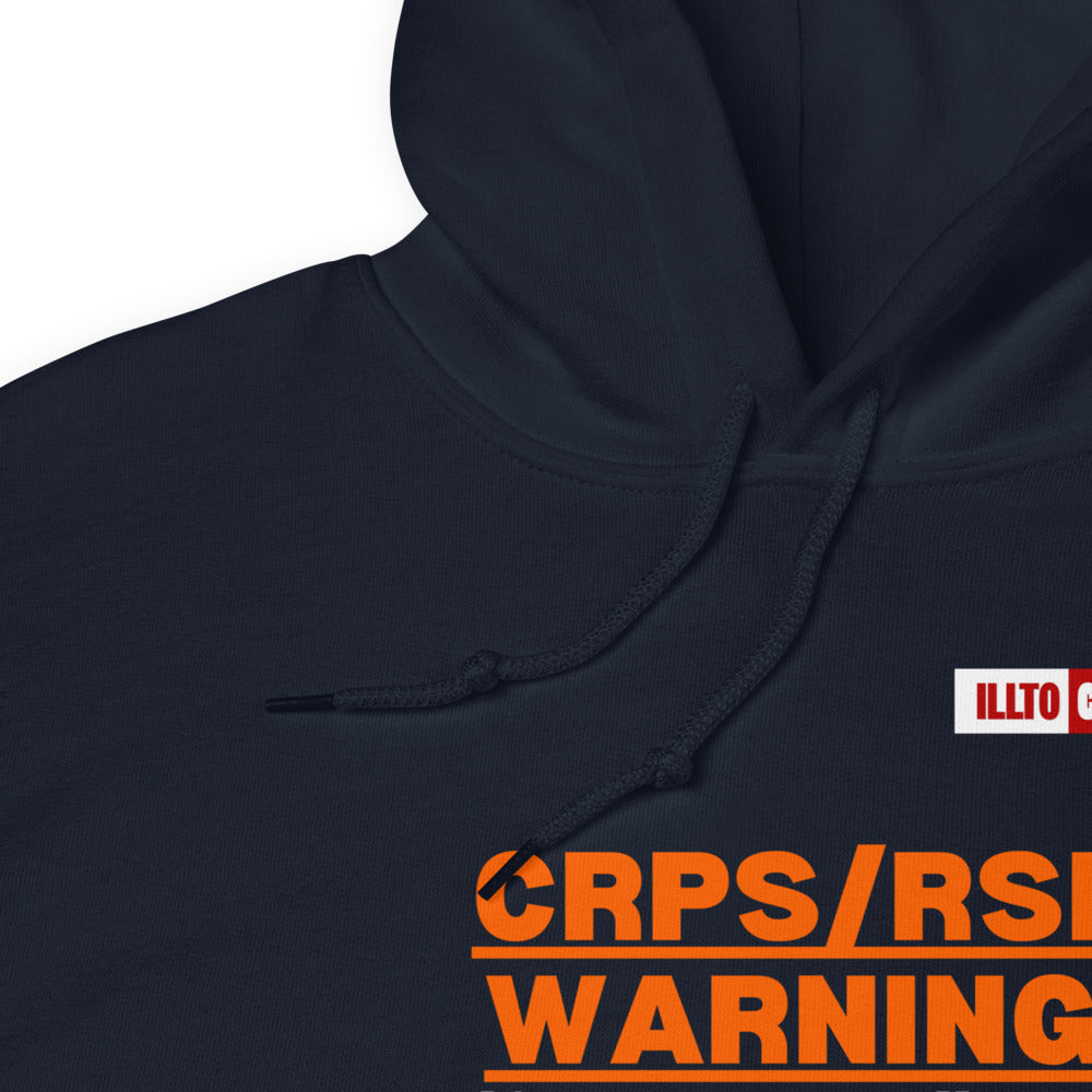 Navy Hoodie Detail 1 - ILLTOCHILL 'Complex regional pain syndrome Warning' CRPSRSD awareness sarcastic gift Unisex Hoodie.