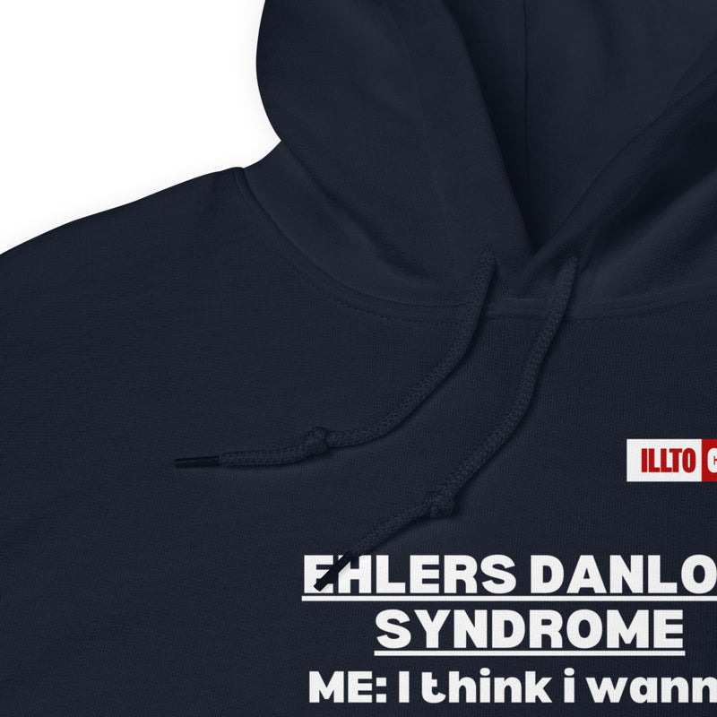 Navy Hoodie Detail 1 - ILLTOCHILL Ehlers danlos syndrome awareness 'Internal Eds conversation' funny Ehlers-danlos gift Unisex Hoodie.