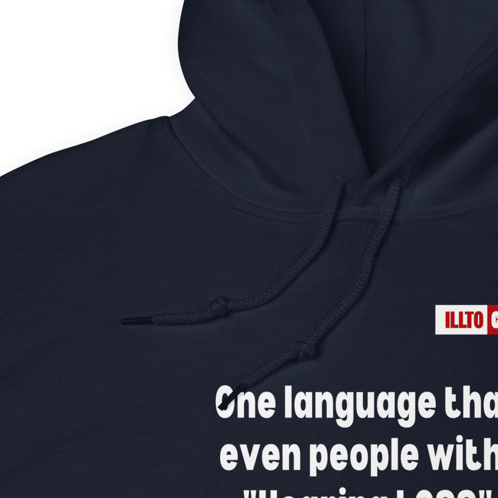 Navy Hoodie Detail 1 - ILLTOCHILL Hearing loss support hearing impaired educational gift Unisex Hoodie.