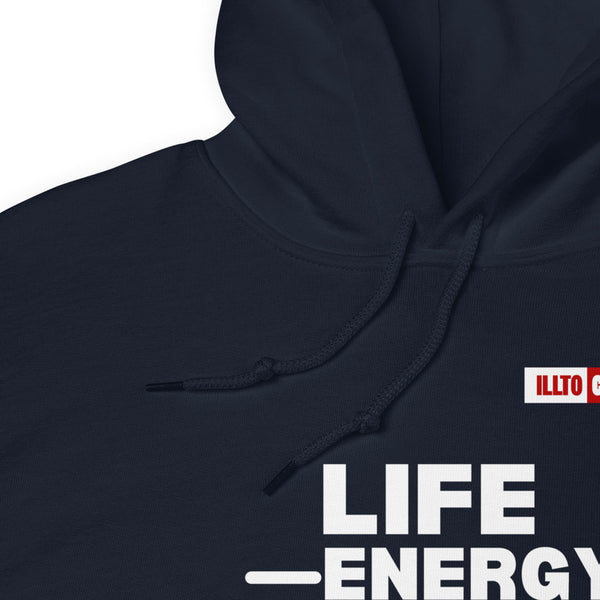Navy Hoodie Detail 1 - ILLTOCHILL Fibromyalgia awareness 'Life - Energy = Fibromyalgia' funny fibro gift Unisex Hoodie.