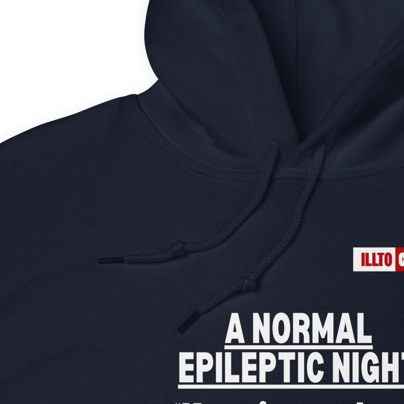 Navy Hoodie Detail 1 - ILLTOCHILL Epilepsy awareness 'Epileptic Night' epilepsy support gift Unisex Hoodie.
