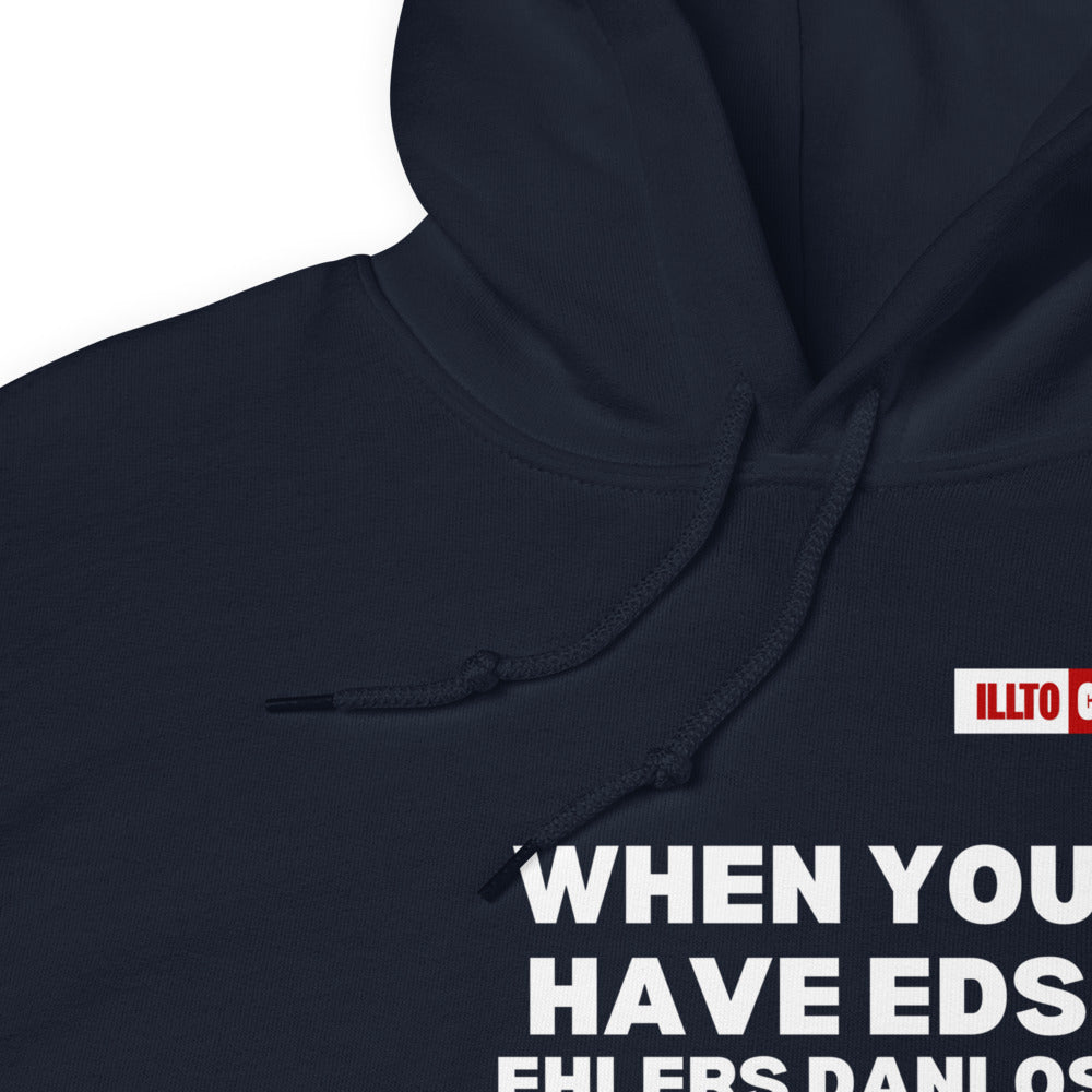 Navy Hoodie Detail 1 - ILLTOCHILL Ehlers-Danlos syndrome awareness 'It isn't just pain' eds educational gift Unisex Hoodie.