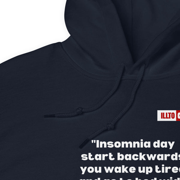 Navy Hoodie Detail 1 - ILLTOCHILL Isomnia awareness funny insomnia sleep schedule gift Unisex Hoodie.