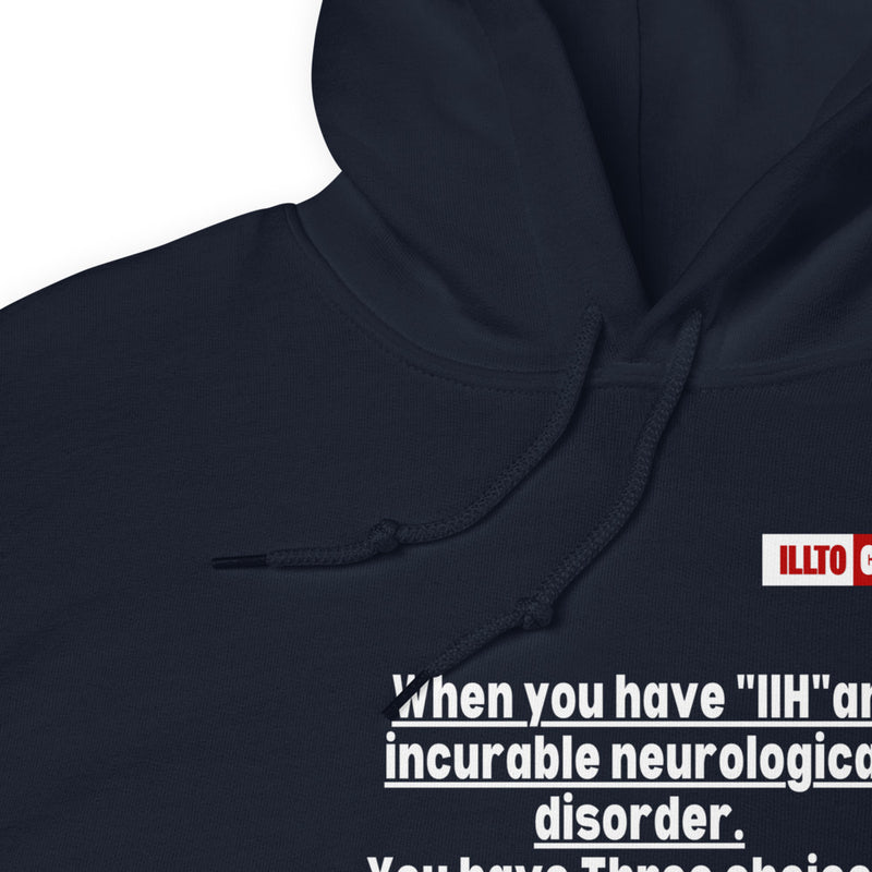 Navy Hoodie Detail 1 - ILLTOCHILL Idiopathic intracranial hypertension 'Neurological disorder' IIH fighter gift Unisex Hoodie.