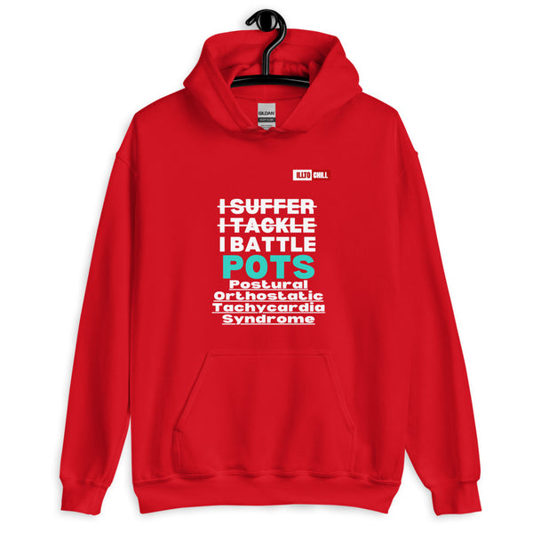 Red Hoodie Front 2 - ILLLTOCHILL Postural orthostatic tachycardia syndrome warrior gift, POTS awareness gift Unisex Hoodie