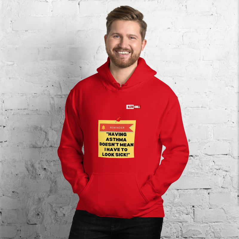 Red Hoodie Front 3 - ILLTOCHILL Asthma Reminder quote, Asthma awareness Gift Unisex Hoodie