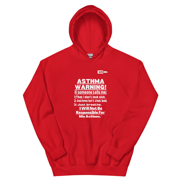 Red Hoodie Front 1 - ILLTOCHILL 'Asthma Warning' funny asthma awareness gift Unisex Hoodie