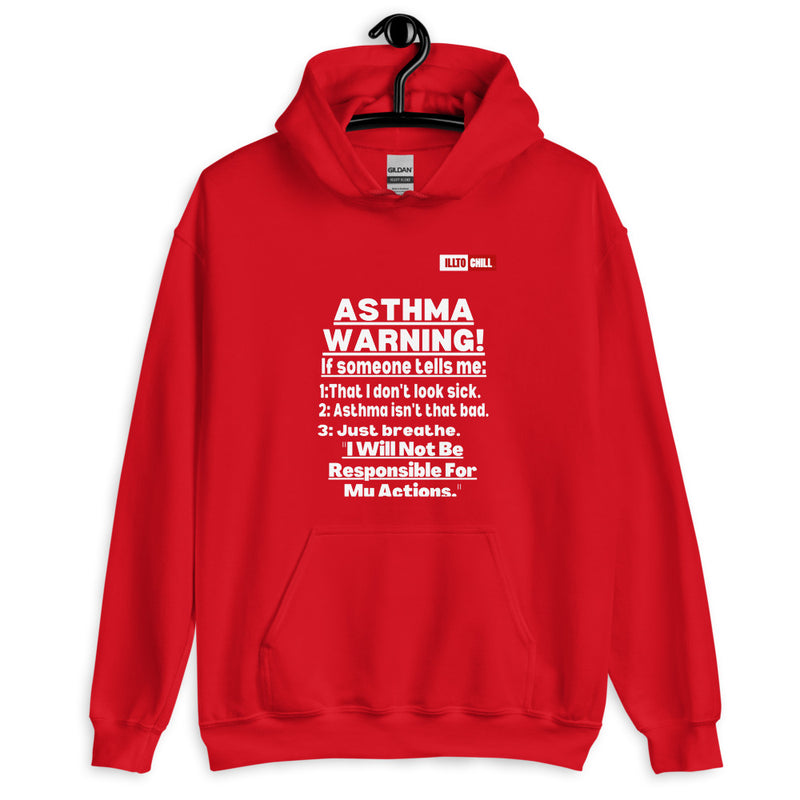 Red Hoodie Front 2 - ILLTOCHILL 'Asthma Warning' funny asthma awareness gift Unisex Hoodie
