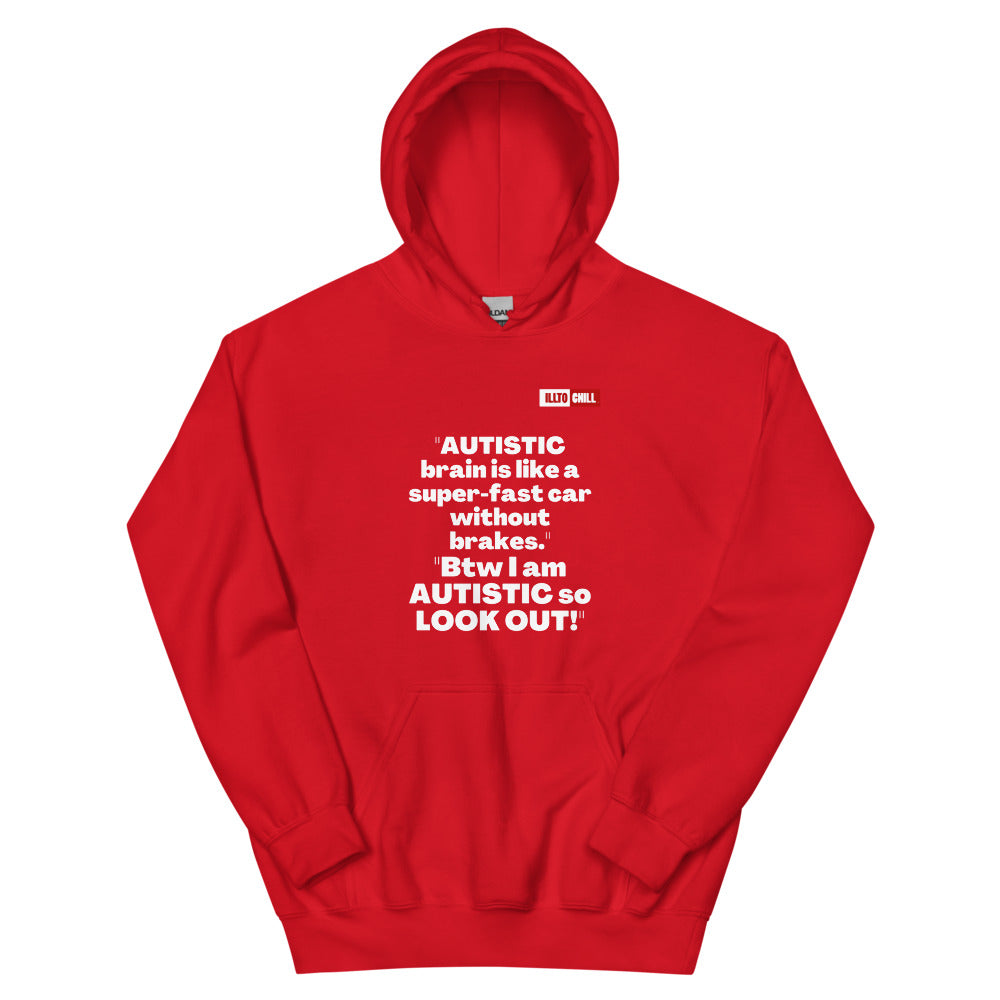 Red Hoodie Front 1 - ILLTOCHILL Autism awareness 'How the Autistic brain works' autism acceptance gift Unisex Hoodie