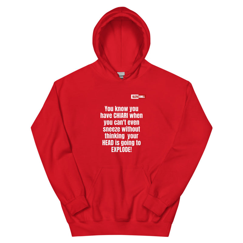 Red Hoodie Front 1 - ILLTOCHILL CM Chiari Malformation struggles quote gift Unisex Hoodie.