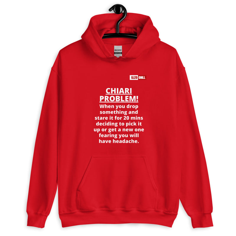 Red Hoodie Front 2 - ILLTOCHILL CHIARI malformation problem awareness educational CM gift Unisex Hoodie.