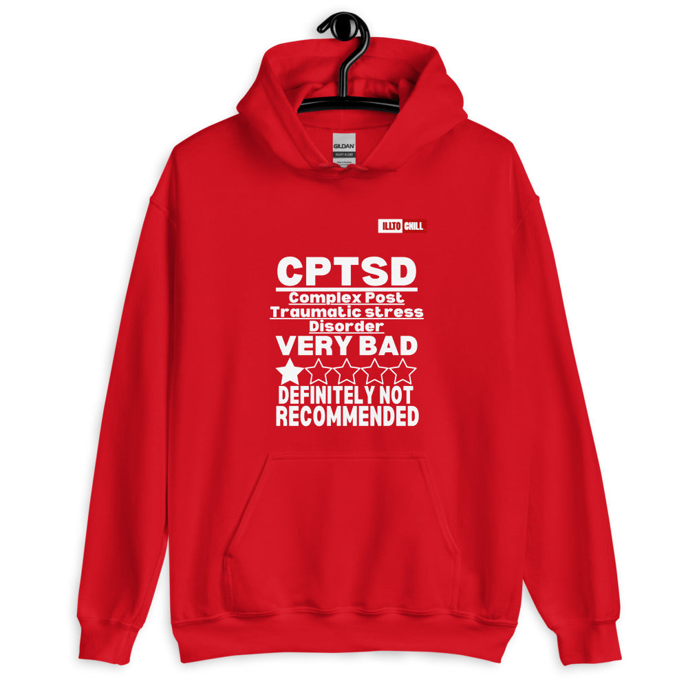 Red Hoodie Front 2 - ILLTOCHILL CPTSD Review, Complex post traumatic stress disorder sarcastic gift Unisex Hoodie.