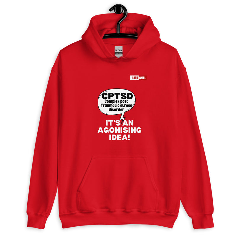 Red Hoodie Front 2 - ILLTOCHILL Complex post traumatic stress disorder awareness 'Agonizing idea' cptsd gift Unisex Hoodie.