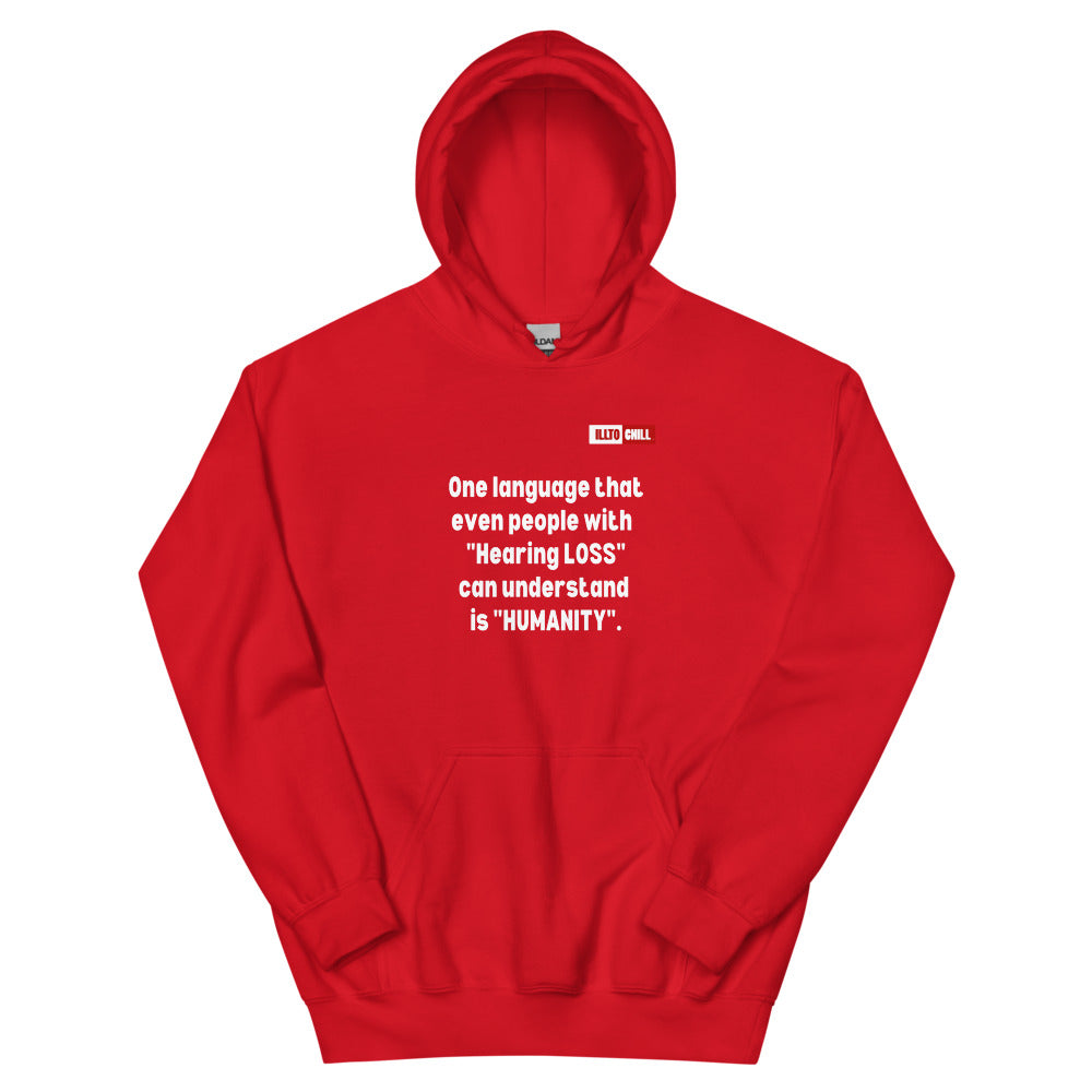 Red Hoodie Front 1 - ILLTOCHILL Hearing loss support hearing impaired educational gift Unisex Hoodie.