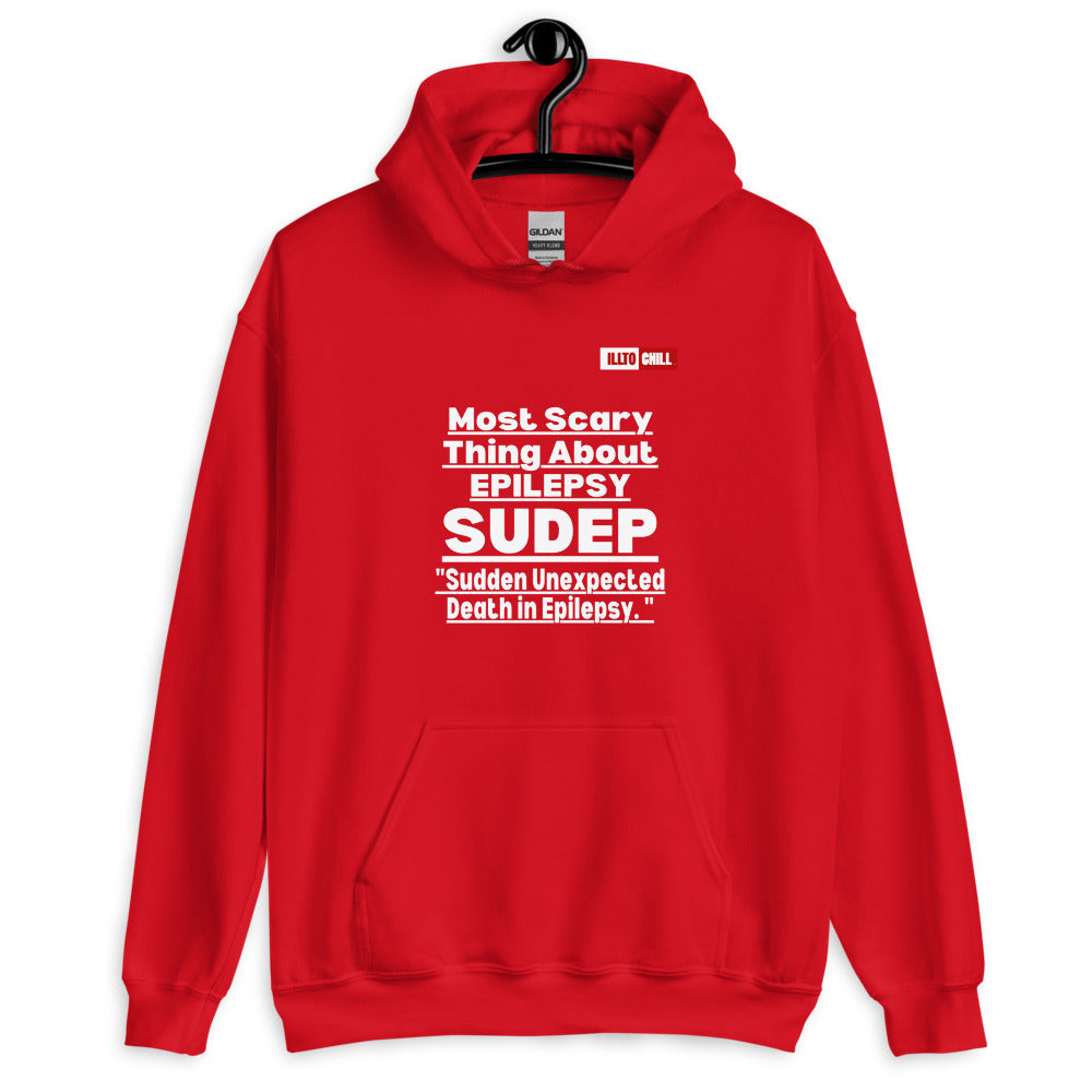 Red Hoodie Front 2 - ILLTOCHILL Epilepsy awareness 'Most sacred thing SUDEP' epileptic seizures gift Unisex Hoodie.